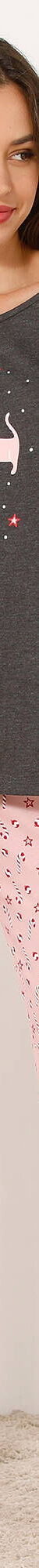 Pyjama pantalon imprimé chat (gris chiné / rose) Pyjama pantalon imprimé chat (gris chiné / rose)